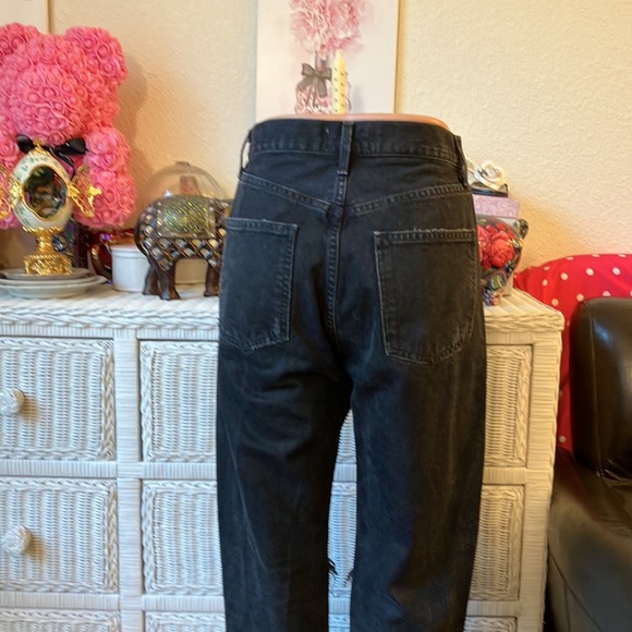 Agolde 100% Cotton high waisted baggy destructed jeans faded black wash size 24 - Picture 8 of 12